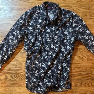 Stylish Black and White Floral Men's Shirt